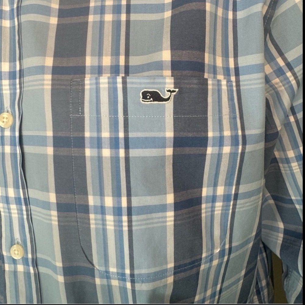 VINEYARD VINES Blue Plaid Classic Fit Tucker Shirt Casual Button Down Sz Large - Picture 5 of 13